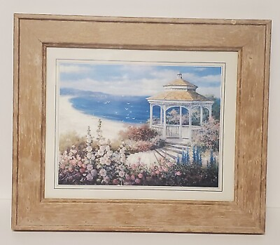#ad gazebo by the ocean and beach on sunny day...picture and frame... $8.70