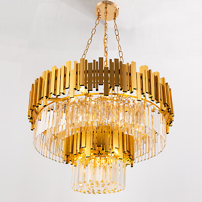 #ad Modern Gold Large Chandelier Raindrop Ceiling Light Lighting Fixture Living Room $341.05