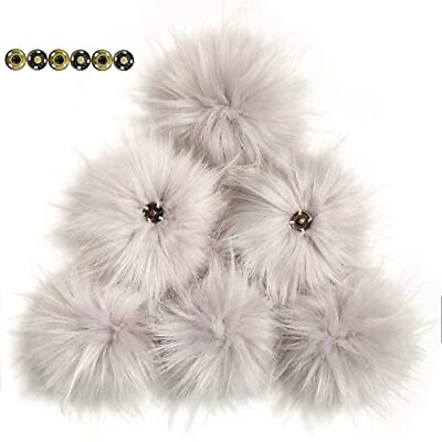 #ad 6 Fluffy Faux Fur Pom poms for Hats 4.7inch 12CM Detachable Pompom Crafts Cro... $20.62