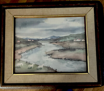 #ad Paul Starrett Sample American 1896 1974 Montana River Watercolor Photo Repro. $21.25