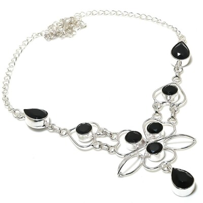#ad Black Spinel Gemstone 925 Handmade Sterling Silver Jewelry Necklaces Size 18quot; $10.99