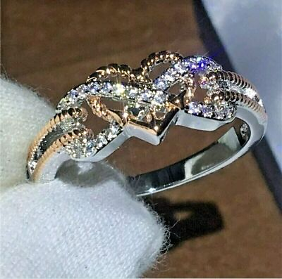 #ad Simulated Diamond Round Infinity Band Wedding Ring 925 Sterling Silver $120.00