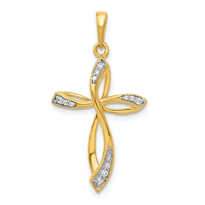 #ad 14k 1 10ct. Diamond Cross Pendant Bracelet Necklace $329.61