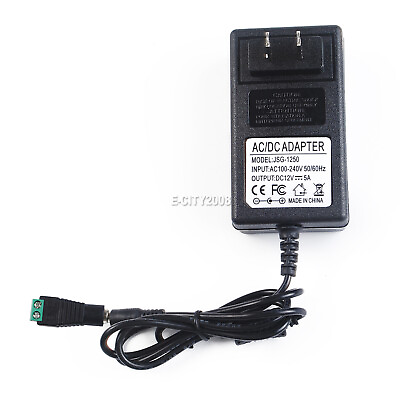 #ad 12V 5A 5 AMP 60W DC Power Supply Adapter Transformer LED Strip CCTV PC 5050 USA $10.87