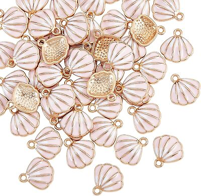 #ad 100x Enamel Pink Shell Charm Dangle Pendant Charms for Keychain Jewelry Making $13.29
