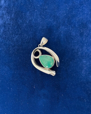 #ad Natural Fine Art Green Aventurine Pendant 925 Sterling Silver Jewelry $47.87