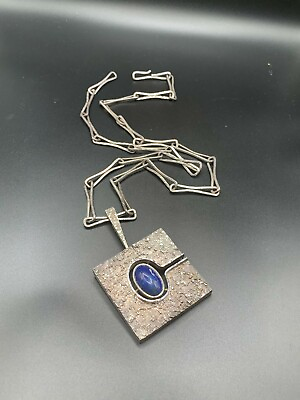 #ad Statement Sterling Silver Lapis Lazuli necklace brooch and pendant handcrafted l $249.00