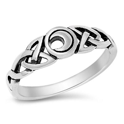 #ad Sterling Silver Woman#x27;s Celtic Moon Irish Ring Classic 925 Band 6mm Sizes 5 10 $12.29