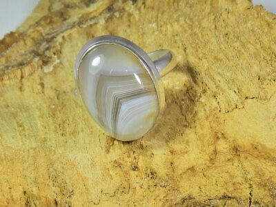 #ad Natural Botswana Agate 925 Solid Sterling Silver Ring Size US 7 C $14.94