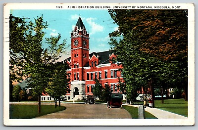 #ad Administration Building University of Montana Missoula MT 1930 Old Cars Postcard $4.99