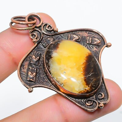 #ad Septarian Stone Gemstone Handmade Ethnic Copper Jewelry Pendant 2.36quot; $7.49