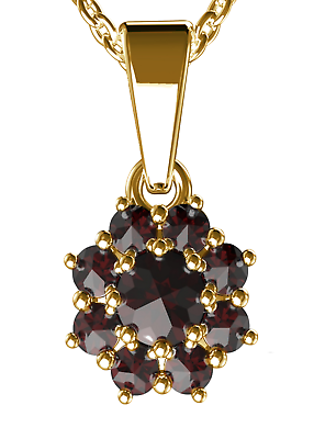 #ad Gold plated silver pendant with natural certificated Czech garnets $185.00