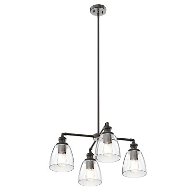 #ad 4 Lights E26 Base Chandelier Lighting with Clear Glass Shade Decorative Pendant $121.09