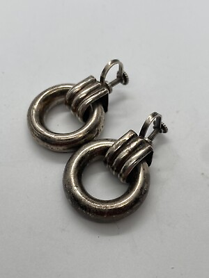 #ad 13.6g 925 ANTIQUE DOOR KNOCKER STYLE HOOP EARRINGS MARKED HIGH QUALITY $39.99