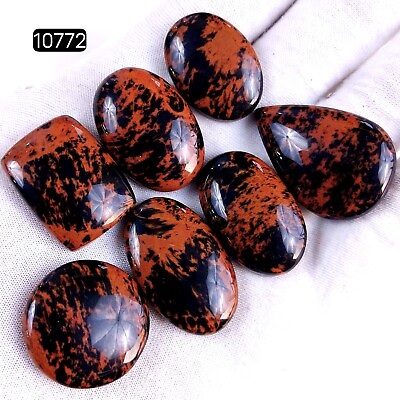 #ad 7Pcs 227Ct Natural Mahogany Obsidian Gemstone Cabochon Lot 35x25 25x25mm #10772 $15.19