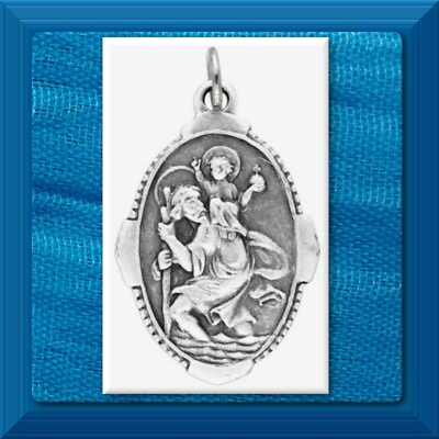 #ad St. Saint Christopher Patron Saint of Travelers Catholic Medal 1” Italy Fancy $2.25