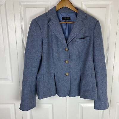 #ad Talbots 16 Blazer Jacket Grace Fit 100% Wool Single Breasted Career Blue Peplum $34.99
