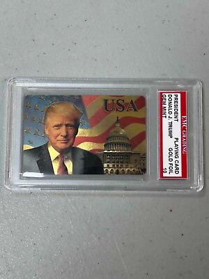 #ad PRESIDENT Donald Trump Playing Card EMC Graded 10 MINT GOLD FOIL #6 $29.99