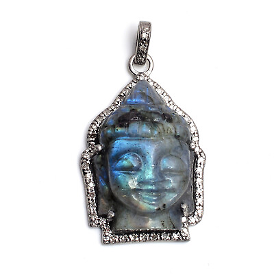 #ad Labradorite Buddha Head Diamond PendantPave Diamond PendantLabradorite Buddha $95.90