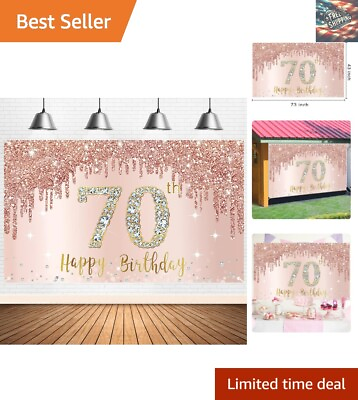 #ad Exquisite Diamond Design Rose Gold 70th Birthday Banner Large 73x43 Inches $27.79