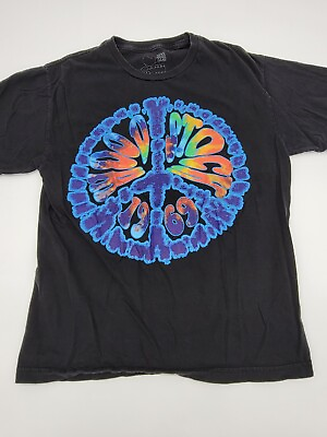 #ad Retro Style WOODSTOCK 1969 Music And Art Fair Souvenir T Shirt Size MED Trippy $6.69