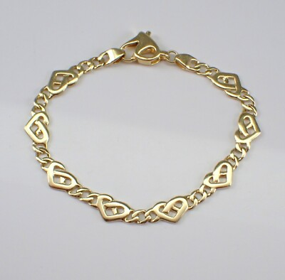 #ad Vintage 14K Yellow Gold Plated Celtic Knot Bracelet Unique Heart Lobster Clasp $331.99