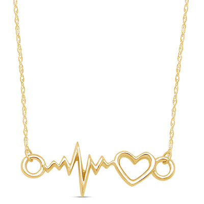 #ad Lifeline Pulse Heartbeat Charm Heart 925 Sterling Silver Pendant Necklace $34.60