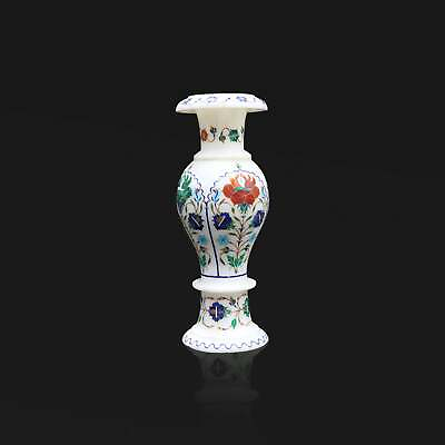 #ad 11quot; Marble Vase Flower Pot Inlay Work Pietra Dura Beautiful Lapis Lazuli h8 $597.00