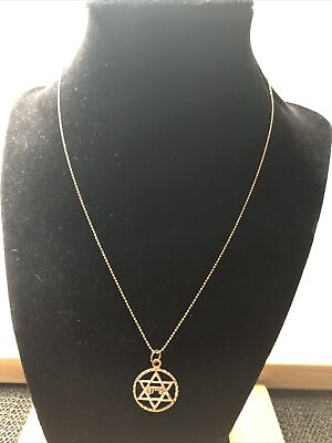 #ad DAVID STAR Pendant with Necklace 18 k Gold Plated Chain. $19.99