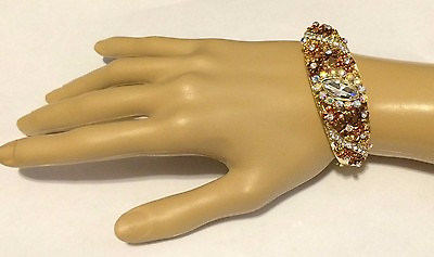 #ad Beautiful Gold Austrian Crystal Cuff Bangle Bracelet $7.49