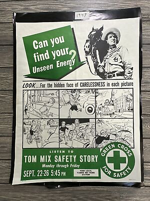 #ad Vintage Green Cross for Safety Story Enemy Story Ad Poster 14” X 22” $53.99