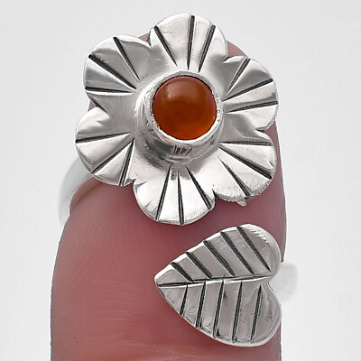 #ad Adjustable Floral Carnelian 925 Sterling Silver Ring s.6 Jewelry R 1659 $10.49