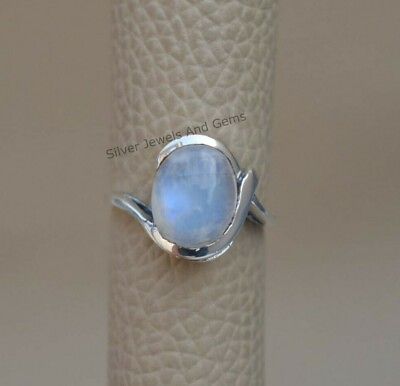 #ad Moonstone Ring Handmade 925 Sterling Silver Natural Oval Stone Gift Ring $28.96