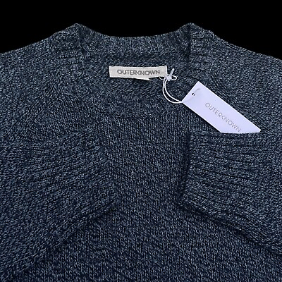 #ad Outerknown Men#x27;s Hemisphere Crewneck Sweater Cotton Blue Size Medium $168 $89.99