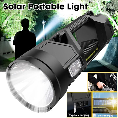 #ad Super Bright Handheld Led Spotlight Flashlight Searchlight Portable Solar Torch $42.74