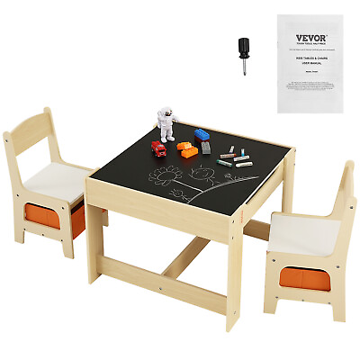 #ad VEVOR Kids Table and Chair Set Wooden Activity Table with Storage Space amp; Boxes $78.99