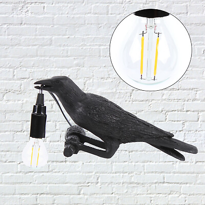 Modern Resin Black Lamp Bird Shape Wall Lamp Art Lamp Home Bedroom $19.57