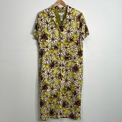 #ad Retro Print Floral Dress Hawaiian Women#x27;s 18 Green $28.50