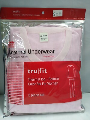 #ad TRU FIT Womens Thermal Underwear 2pc Pink Size S $19.69