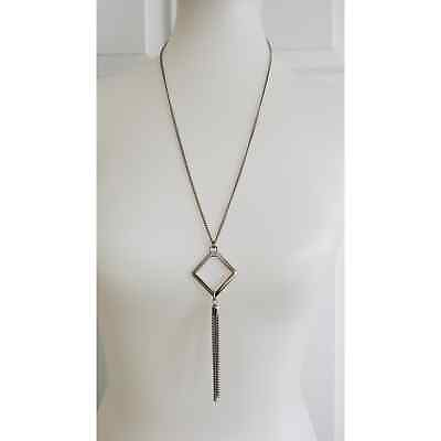 #ad Silvertone Fringe Tassel Pendant Necklace 26 Inches $9.89