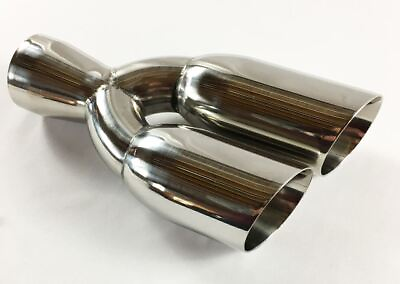 #ad Exhaust Tip 3.00quot; Inlet 3.00quot; Outlet 13.50quot; long Dual Round Slant Angle Stainles $79.49