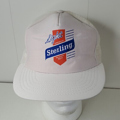 #ad VTG Sterling Light Beer White Foam Trucker Hat Snapback Cap Pilsner Logo USA $23.99