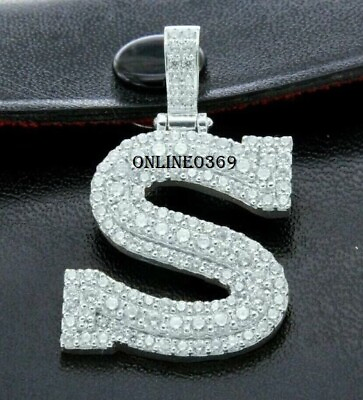Men#x27;s 2 ct Round Cubic Zirconia Initial Letter Pendant Over 925 Sterling Silver $189.99