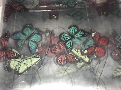 #ad A4 Fashion Vinyl Covering Con Tact 54” X 9’ BUTTERFLIES CLEAR PROTECTION CRAFT $20.00