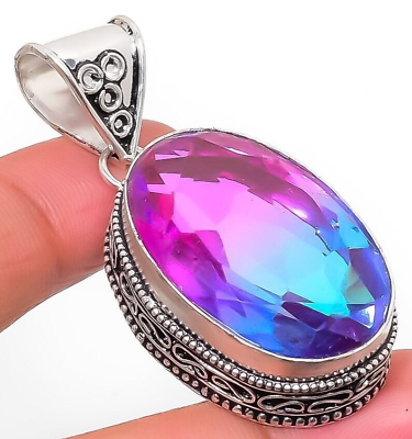 #ad Bio Tourmaline Gemstone Handmade 925 Sterling Silver Ethnic Jewelry Pendant $13.59
