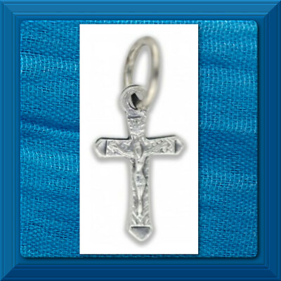 #ad CROSS PENDANT Made in ITALY Silver Oxidized Small Textured Crucifix 5 8quot; DSK1a $0.99