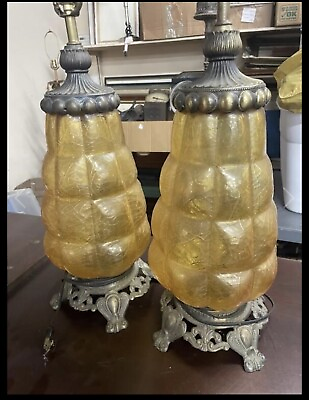#ad Vintage bubble glass lamps Two Table Lamps $250.00