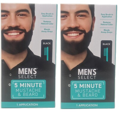 2pk Men#x27;s Select Mustache and Beard Hair Color Dye 5 minute Black or Dark Brown $9.75