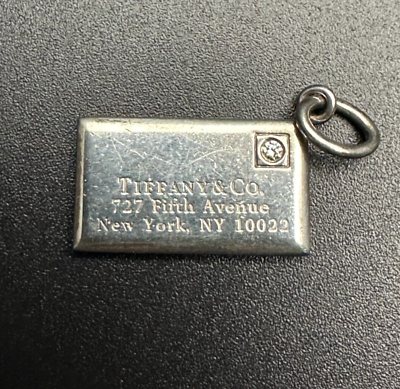 #ad TIFFANYamp;CO. Silver 925 Diamond Envelope Pendant No Chain $275.00