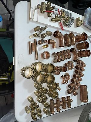 #ad COPPER Mostly And Brass Plumbing Fittings Lot 70 Pieces Viega propress $300.00